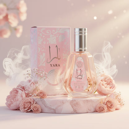 Ard Al Zaafaran Yara EDP Spray 50 ml women’s perfume bottle with soft sweet vanilla fruity fragrance