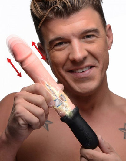 8X Auto Pounder Vibrating and Thrusting Dildo with Handle MASTER SERIES