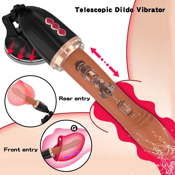 Hand Free 2-in-1 Telescopic Vibrating Dildo Machine