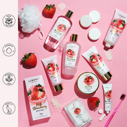 Home Spa Kit Gift Set – Strawberry Milk Bath Set, 25 Pieces