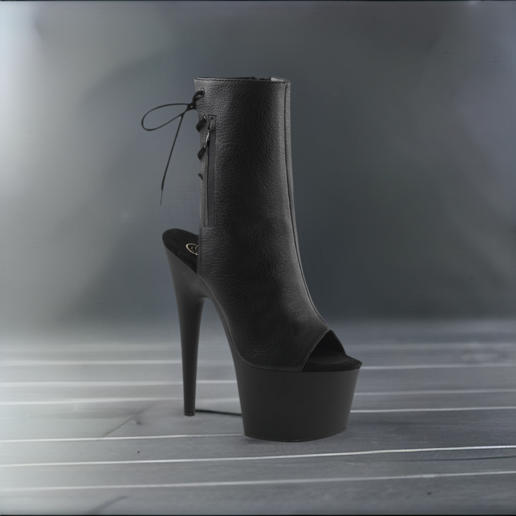 Adore 7" Stiletto Heel Open Toe Boots - Back Lace-Up Ankle Boot with Hidden Zip Pocket - SP BOUTIQUE