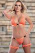 GW-3pc Bra, Thong & Garters Set with Open Front Heart Clasp G-WORLD