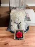 Rose Teddy Bear and Rose Ring Gift Box