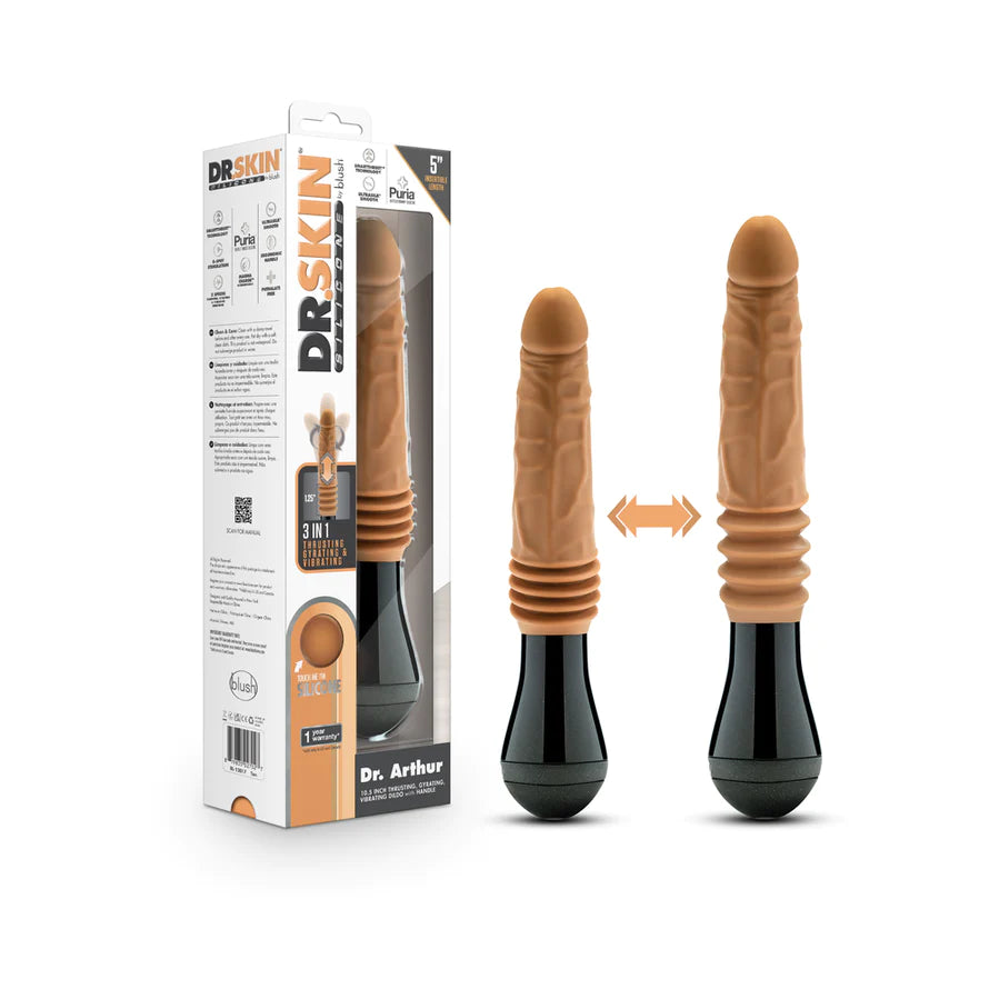 Dr. Skin Silicone Dr. Arthur Consolador Vibrador Giratorio de Empuje Recargable