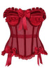 Top Drawer Steel Boned Dark Red Mesh & Velvet Underwire Bustier Corset showcasing its elegant design and luxurious materials.