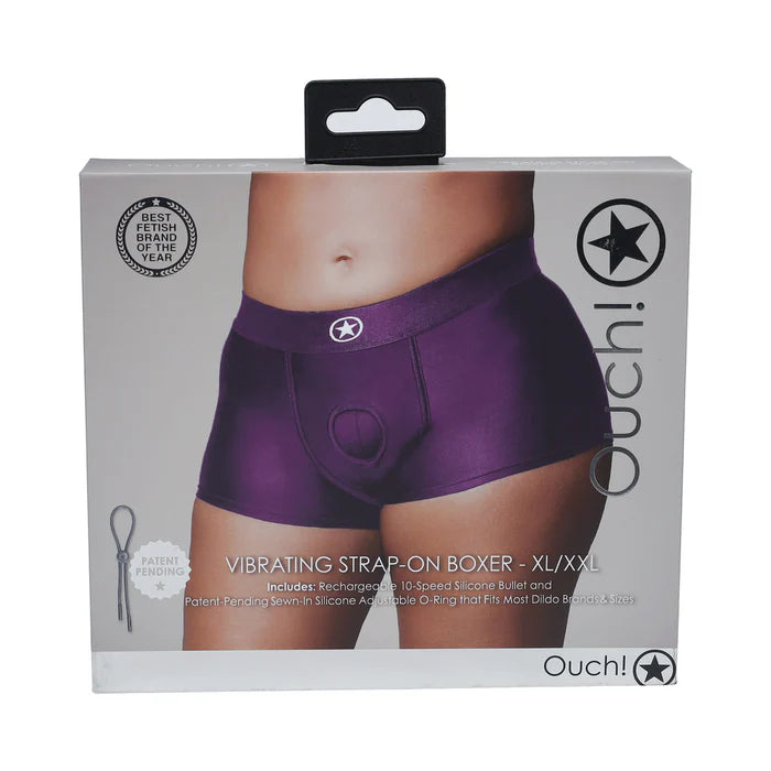 Ouch! Vibrating Strap-on Boxer Purple