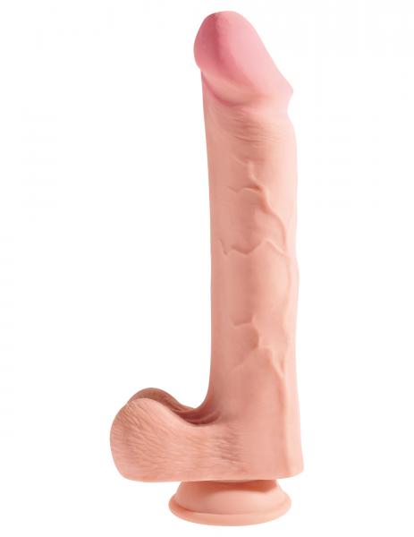 Dildo King Cock Triple Densidad 12 pulgadas con Bolas Beige