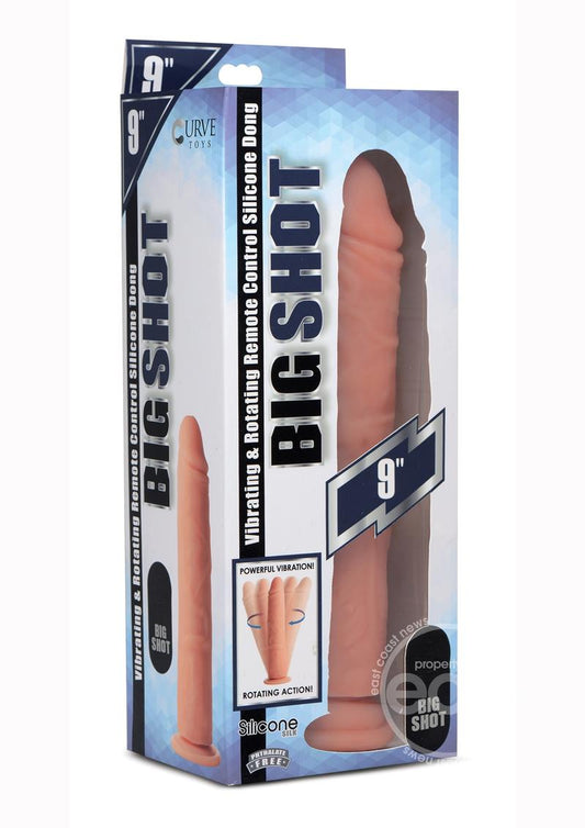 Consolador Recargable Con Control Remoto Vibrador Y Giratorio De Silicona Big Shot 9in - Vainilla