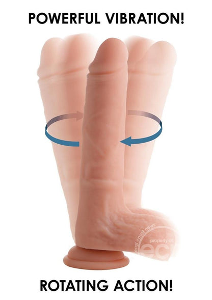 Big Shot Silicone Vibrating &amp; Twirling Remote Control Rechargeable Dildo with Balls 8in - Vanilla - SP BOUTIQUE