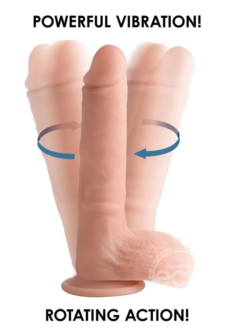 Big Shot Silicone Vibrating &amp; Twirling Remote Control Rechargeable Dildo with Balls 9in - Vanilla - SP BOUTIQUE