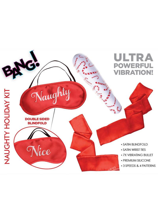 Bang! Kit de bandeaux pour les yeux et de liens pour les poignets Naughty Holiday (lot de 3) - Rouge