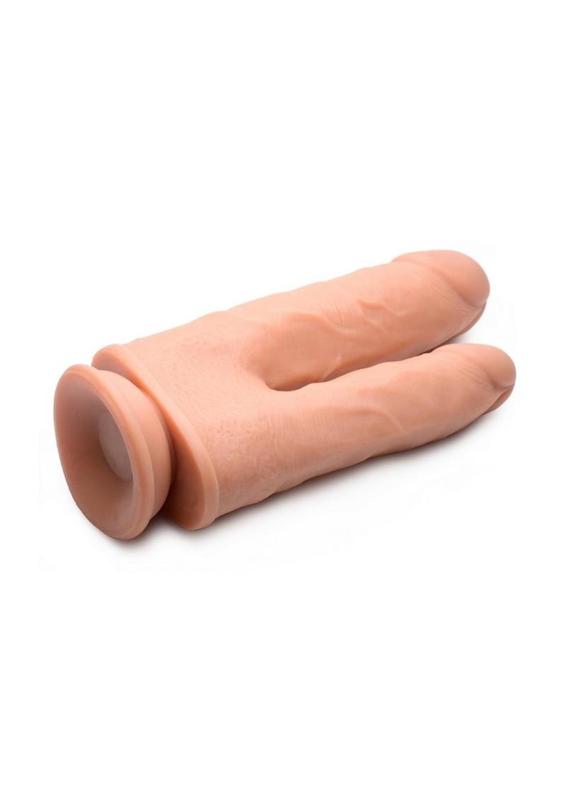 Big Shot Double Dong Silicone Vibrating with Remote Control 8in - Vanilla - SP BOUTIQUE