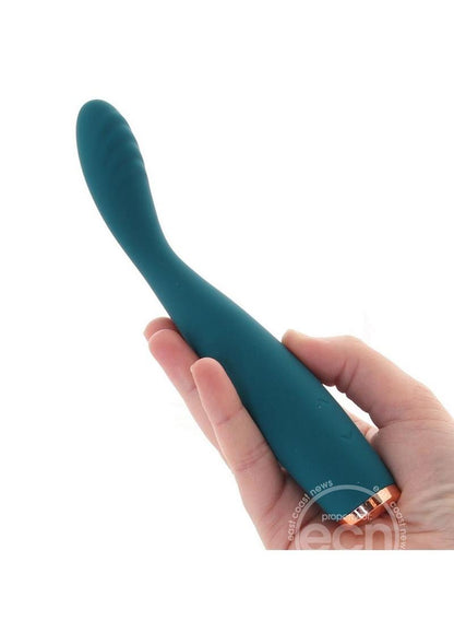 Luxe Lillie Silicone Rechargeable Vibrating Slim Wand Massager - Teal - SP BOUTIQUE