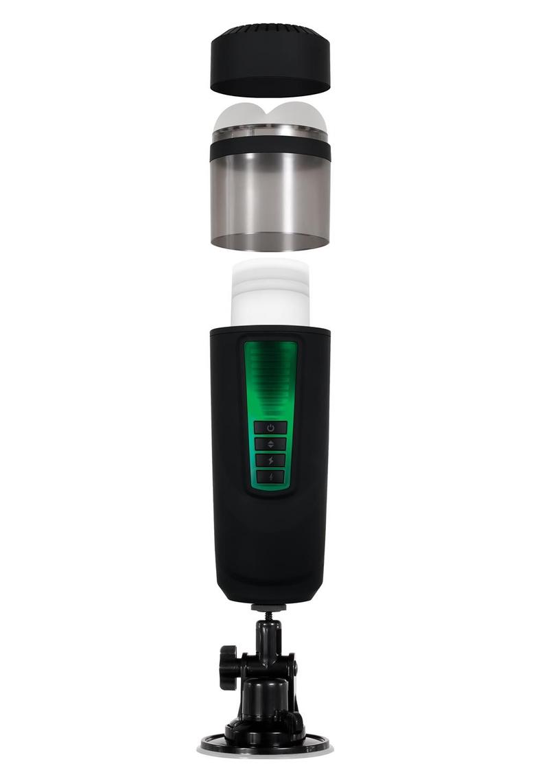 Gender X Message In A Bottle Rechargeable Thrusting Spinning Stroker - Black/Clear - SP BOUTIQUE