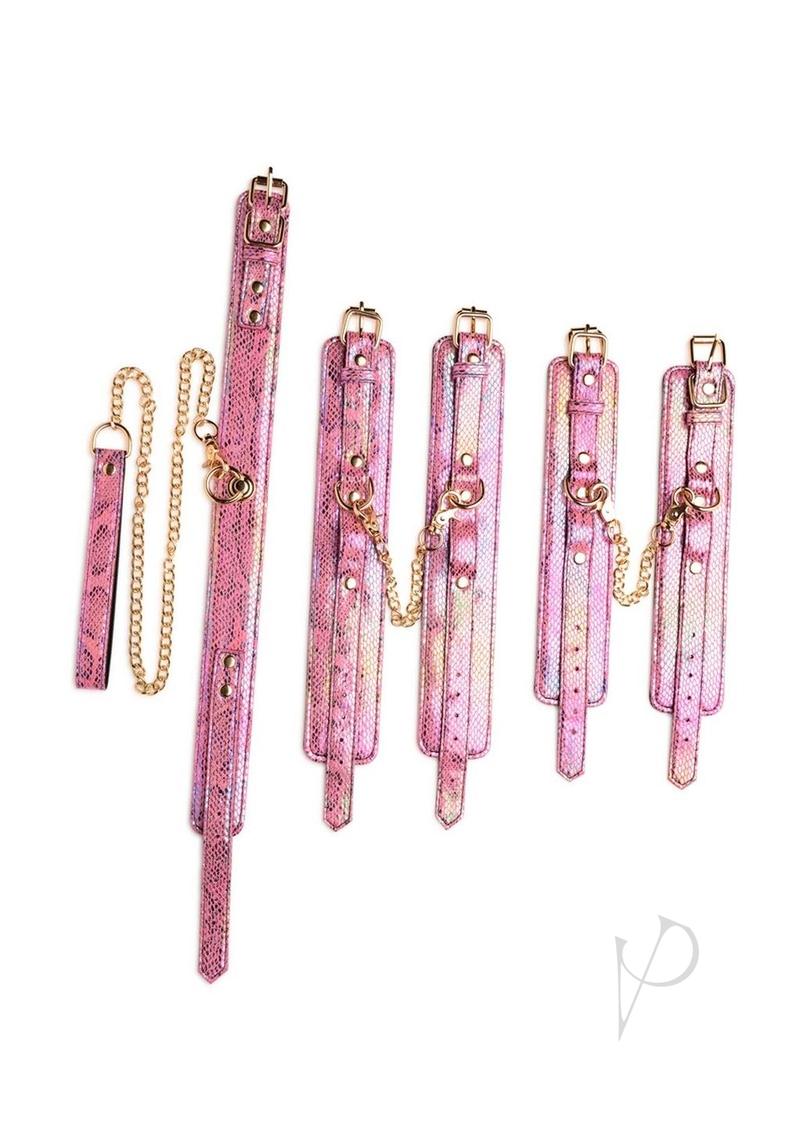 Master Series Captive Cobra Bondage Set (6 Piece) - Pink/Rainbow - SP BOUTIQUE