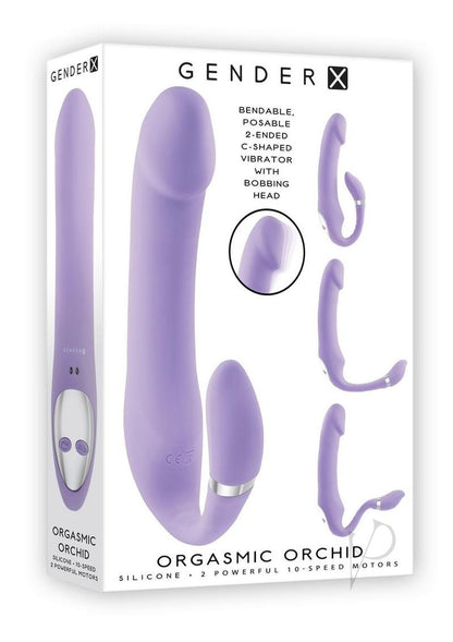 Gender X Orgasmic Orchid Rechargeable Silicone Vibrator with Clitoral Stimulator - Purple - SP BOUTIQUE