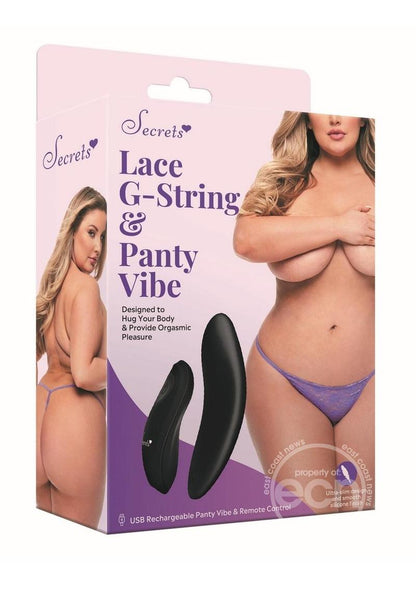 Secret Kisses Rechargeable Silicone Lace G-String and Panty Vibe - SP BOUTIQUE