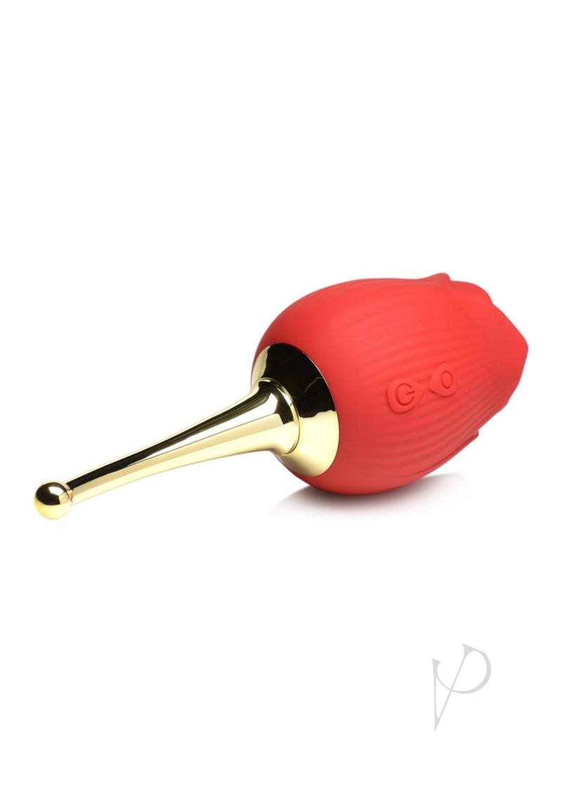 Flutter Rose Rechargeable Silicone Sucking Rose with Butterfly Teaser - Red/Gold