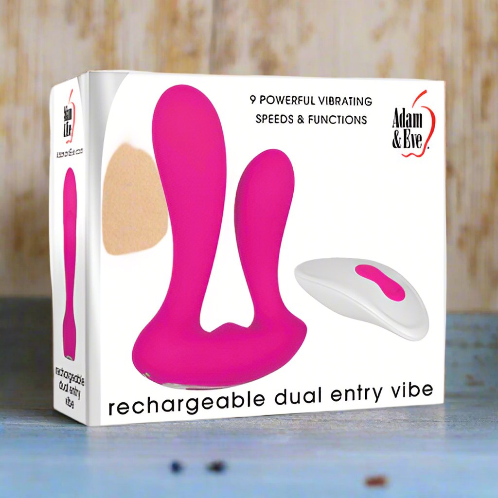 Vibromasseur à double entrée rechargeable en silicone avec télécommande Adam &amp; Eve