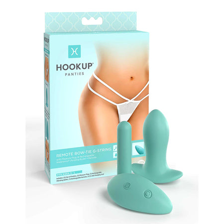 Hookup Remote Bow-Tie G-String Blanco Se adapta al tamaño SL