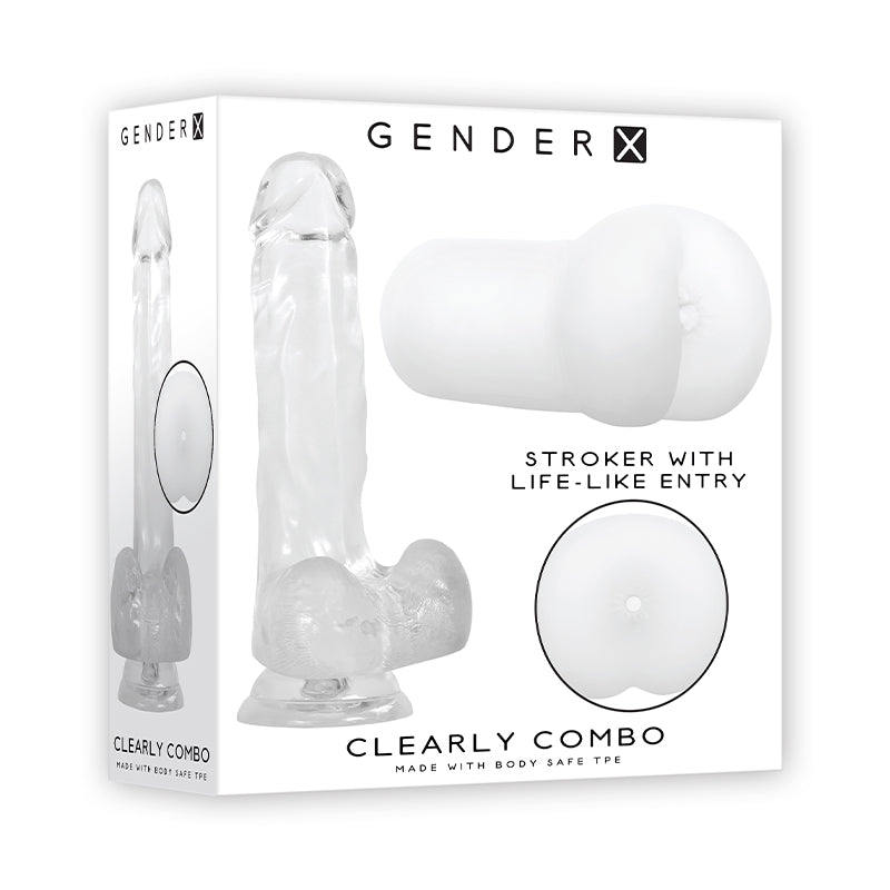 Gender X Clearly Combo Dildo and Stroker Clear - SP BOUTIQUE