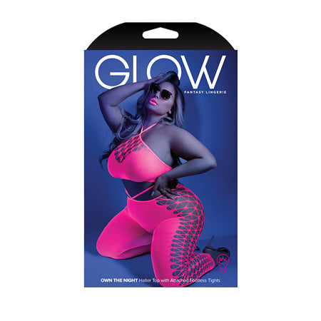 Bodystocking court découpé Glow Own The Night rose fluo QS