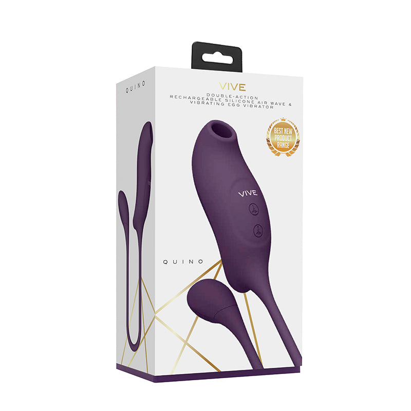 Vive Quino Air Wave &amp; Vibrating Egg - 2 Motors, 10 Functions, Waterproof, Rechargeable Silicone - SP BOUTIQUE