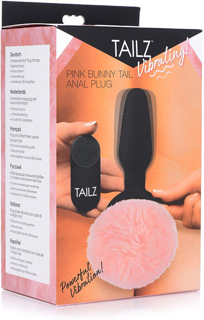 Pink Bunny Tail Vibrating Anal Plug - SP BOUTIQUE