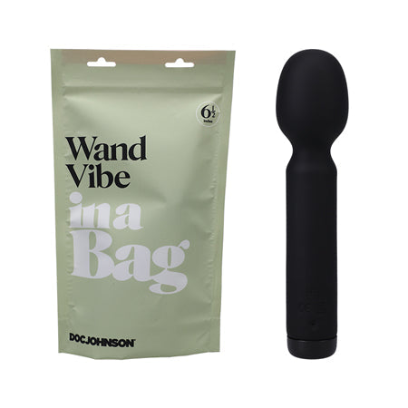 In A Bag Wand Vibe Rechargeable Silicone Vibrator Black - SP BOUTIQUE