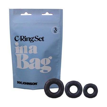 In A Bag C-Ring Set 3-Piece Silicone Cockrings Black - SP BOUTIQUE