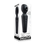 Evolved Rainbow Sucker Light-Up Vibrador de varita de succión de silicona recargable de doble función Negro