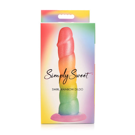 Simply Sweet Swirl 6.5 in. Silicone Dildo Rainbow - SP BOUTIQUE