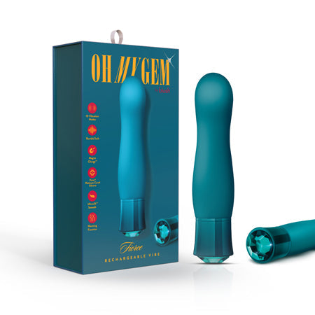 Oh My Gem Fierce Rechargeable Warming Silicone G-Spot Vibrator Blue Topaz - SP BOUTIQUE