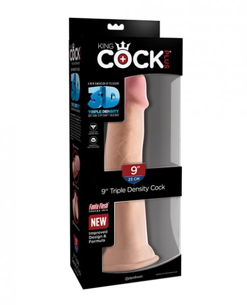 Dildo King Cock Triple Densidad 9 pulgadas Cock Beige