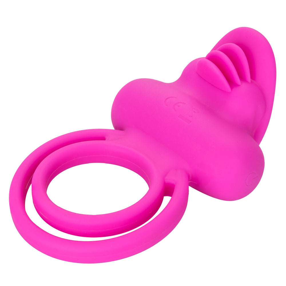 Anneau pénien vibrant Dual Clit Flicker Enhancer Rose