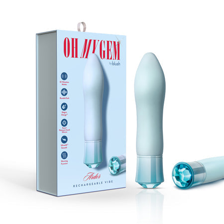 Oh My Gem Ardor Rechargeable Warming Silicone Tapered Vibrator Aquamarine - SP BOUTIQUE