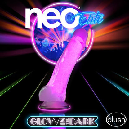Neo Elite Glow In The Dark 7.5 In Silicone Cock W/ Balls - SP BOUTIQUE