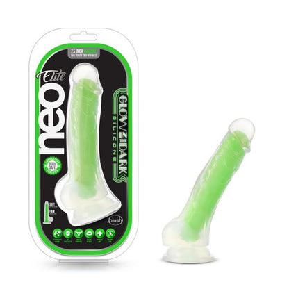 Neo Elite Glow In The Dark 7.5 In Silicone Cock W/ Balls - SP BOUTIQUE