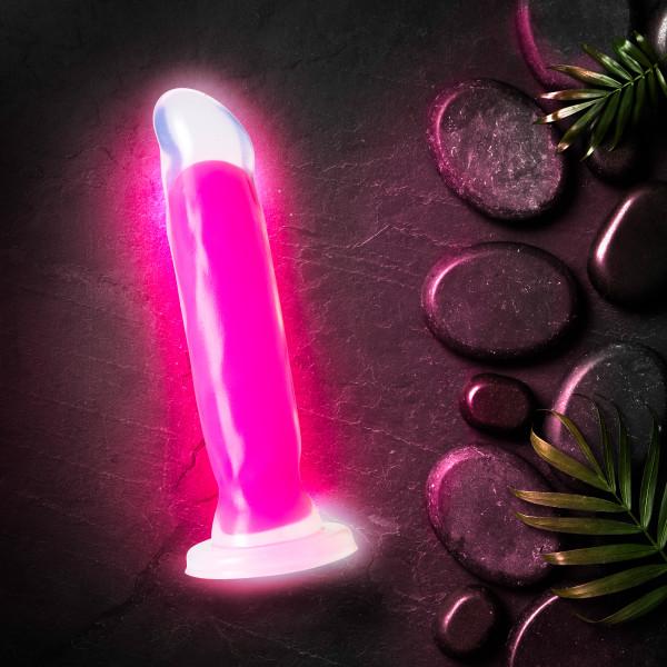 Neo Elite - Glow-in-the-dark Marquee - 8-inch Silicone Dual-density Dildo - Neon Pink - SP BOUTIQUE