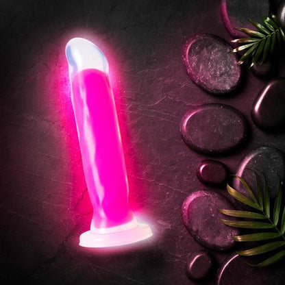 Neo Elite - Glow-in-the-dark Marquee - 8-inch Silicone Dual-density Dildo - Neon Pink - SP BOUTIQUE