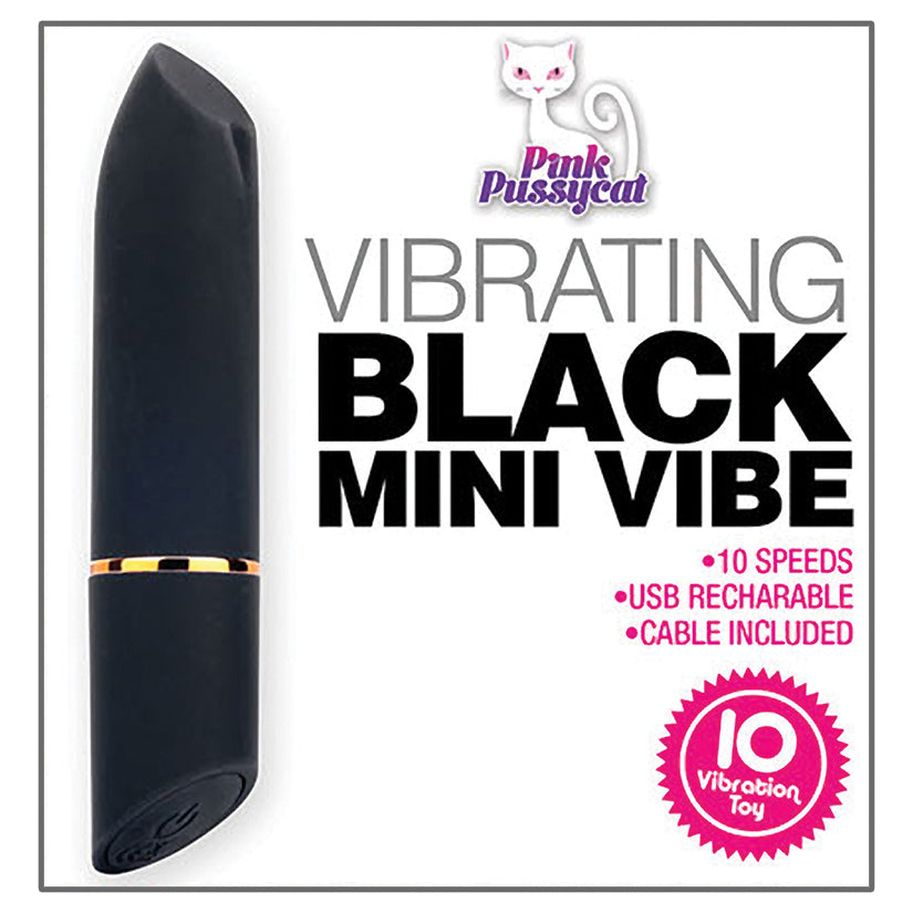 Pink Pussycat Vibrating Mini Vibe-Black - SP BOUTIQUE