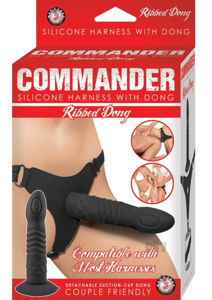 Arnés Commander Ribbed Dong-Negro 