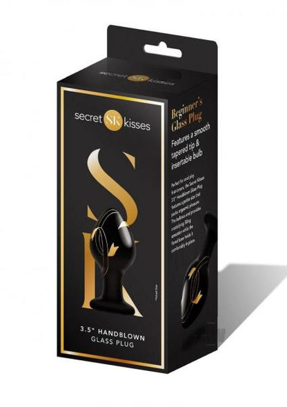 Secret Kisses Handblown Glass Plug 3.5in - Black/Gold - SP BOUTIQUE
