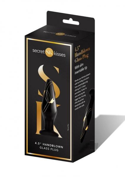 Secret Kisses Handblown Glass Plug 4.5in - Black/Gold - SP BOUTIQUE