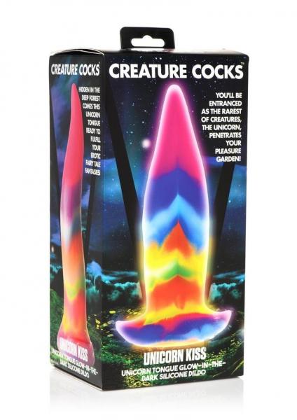 Gode ​​en silicone phosphorescent avec langue de licorne Unicorn Kiss