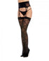 Sheer Suspender Garter Pantyhose W/criss Cross Detail Black O/s - SP BOUTIQUE