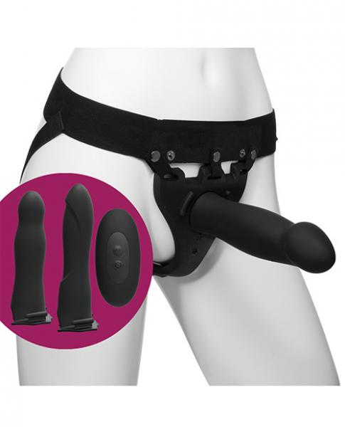 Body Extensions - Ensemble de 4 godes creux avec vibromasseur clitoridien - Noir 