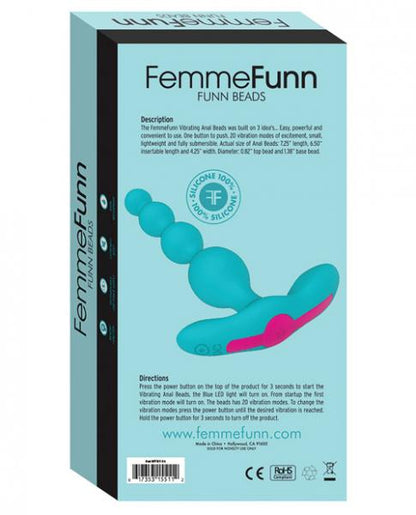Femmefunn Funn Beads Vibrating Anal Beads Turquoise Blue - SP BOUTIQUE