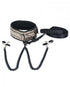 Spartacus Faux Leather Collar & Leash Black Nipple Clamps Gold - SP BOUTIQUE