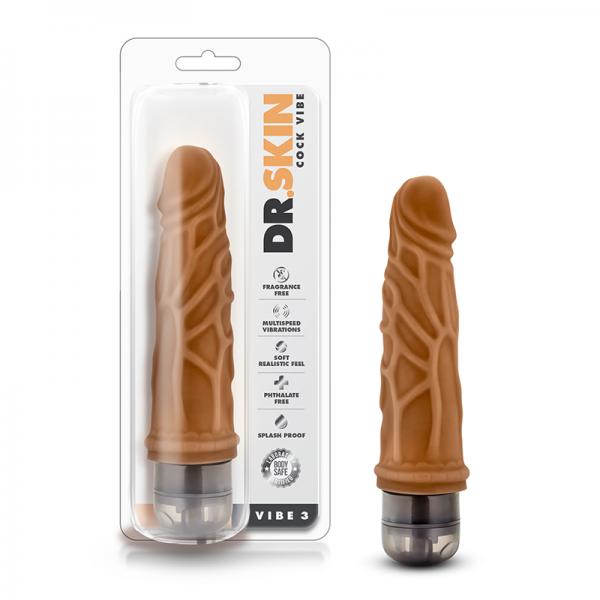 Dr. Skin - Cock Vibe - Polla vibradora de 7.25 pulgadas - Mocha